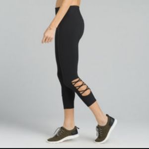 Prana Black Itzel Crop Cut Out Athletic Legging Pant, Small